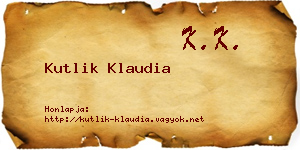 Kutlik Klaudia névjegykártya
